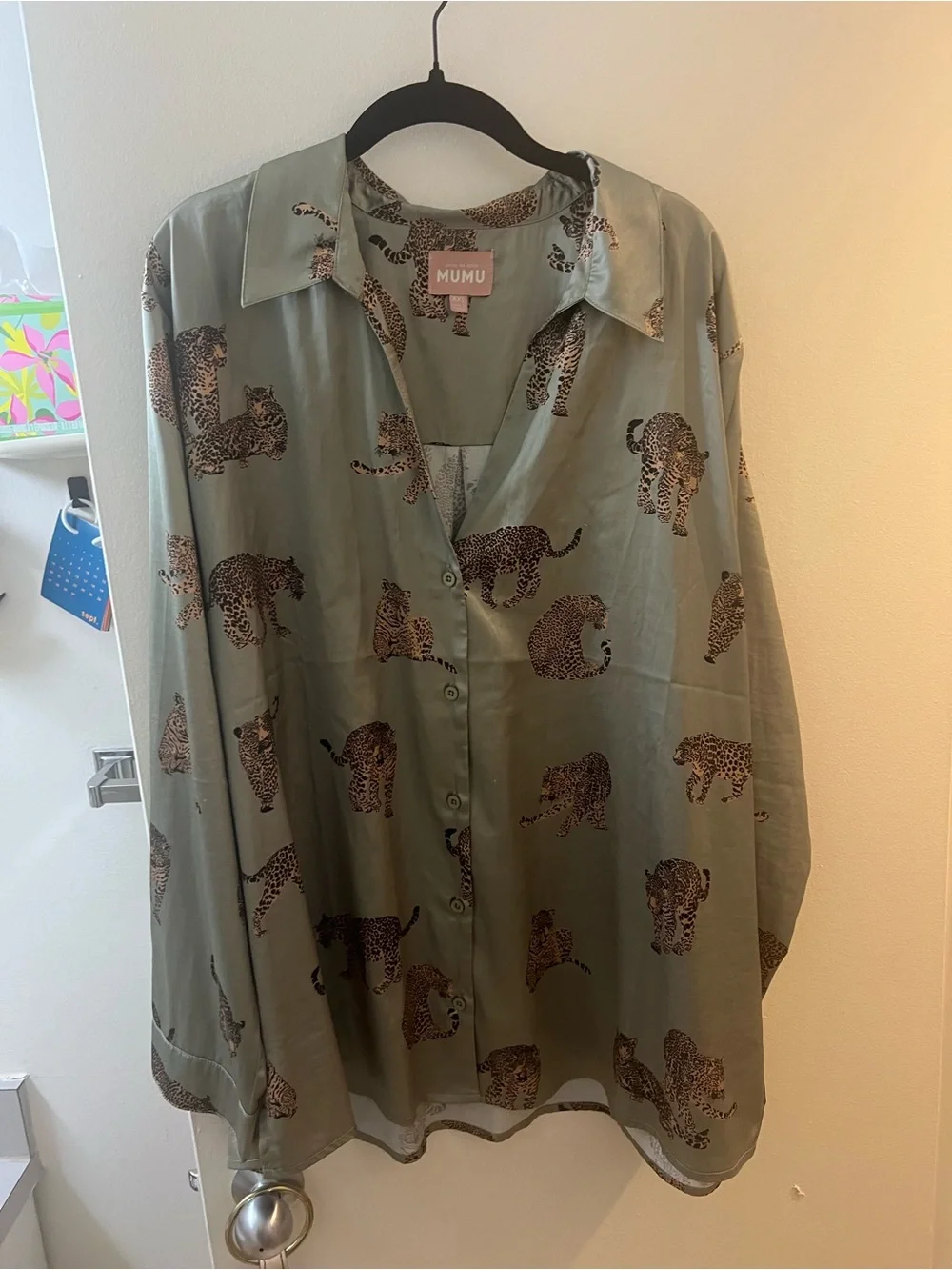Show Me Your MuMu Olive Green Leopard-Print Button-Down Shirt